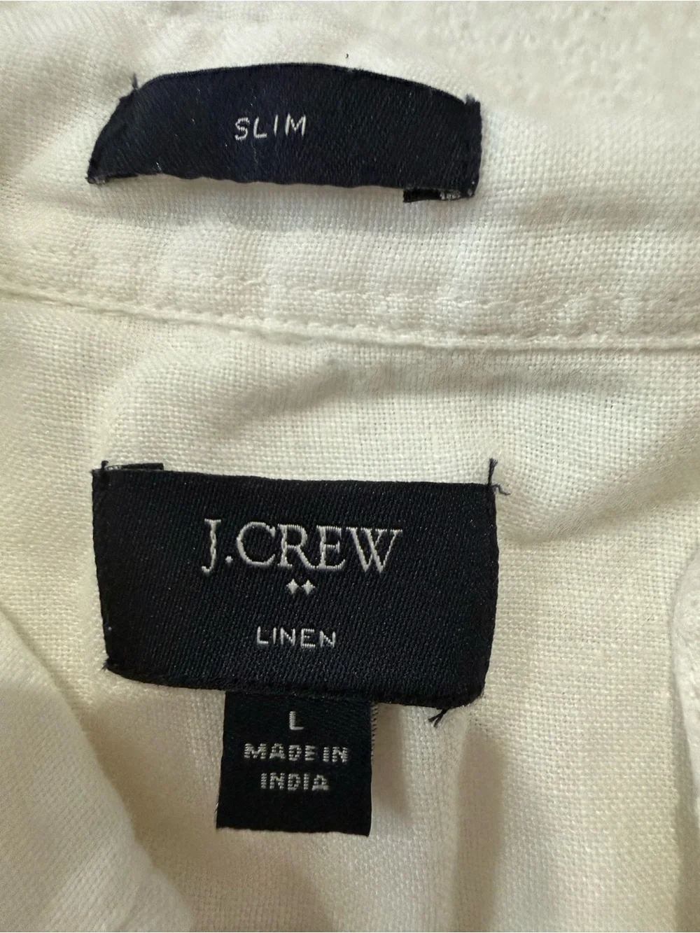 J.Crew Large Men’s White Linen Button Down Short Sleeve Shirt Slim Fit Casual To